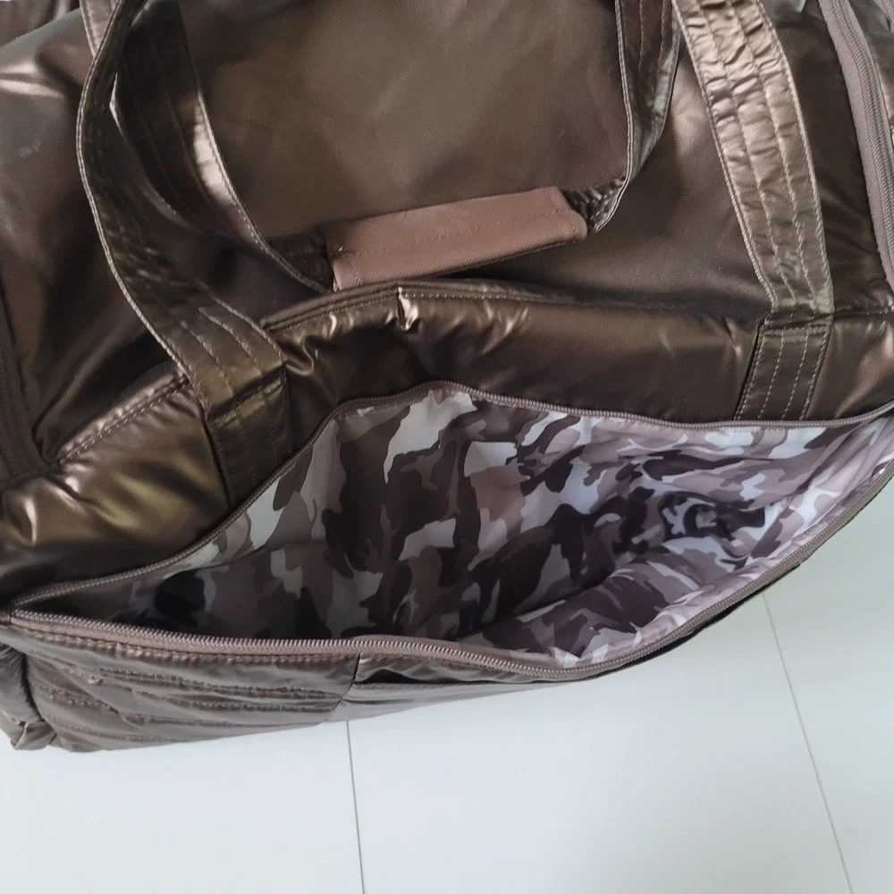 Lug Oversized Weekender Bag - Trolley Duffel - Metallic Bronze, Camo Liner